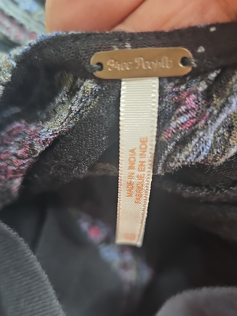 Free People Black Mini Dress with Purple and Light Blue Floral Border - Picture 5 of 7